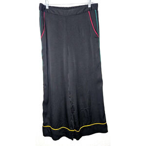 BCBGeneration Womens Pajama Piping Pants Medium Black Pull On Wide Leg Lounge